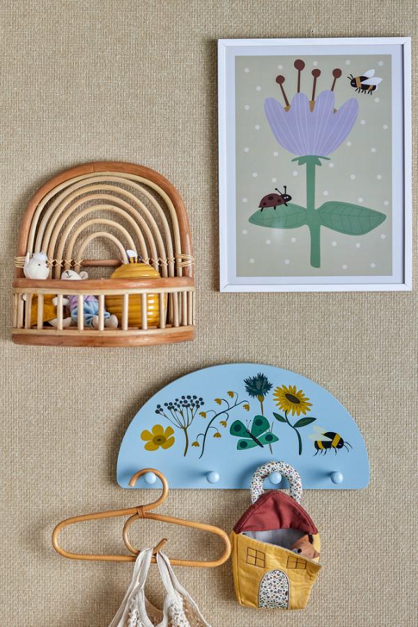 Bloomingville Mini Numa Illustration w/ Frame, Multi, Pine