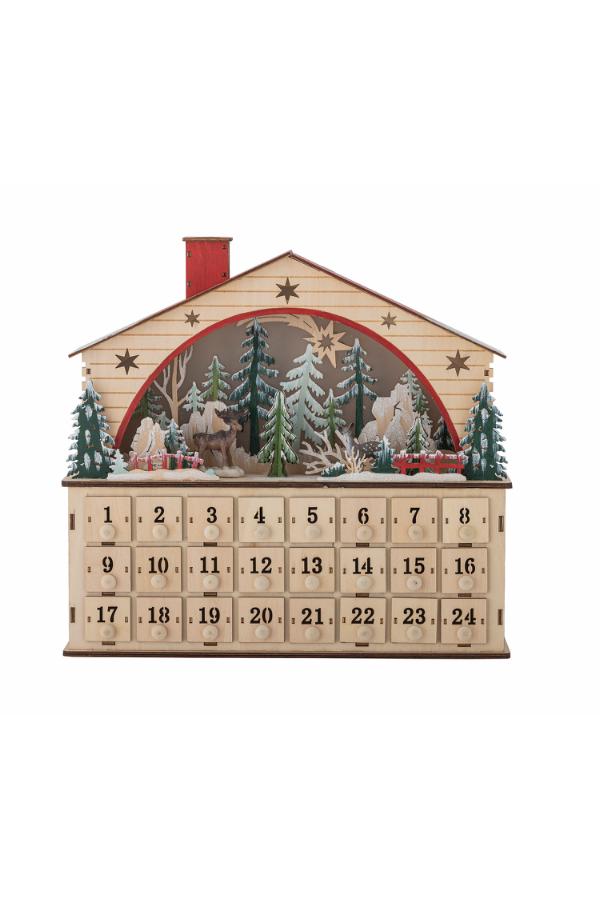 Bloomingville Melvin Calendar w/light, Nature, Plywood