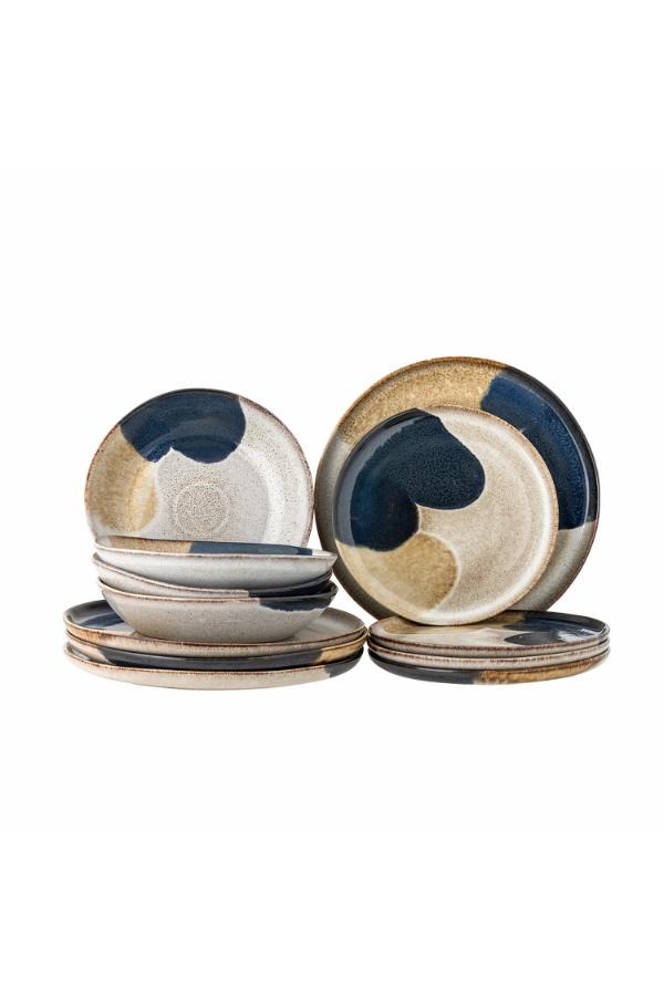 Bloomingville Jules Dinnerware Set, Blue, Stoneware