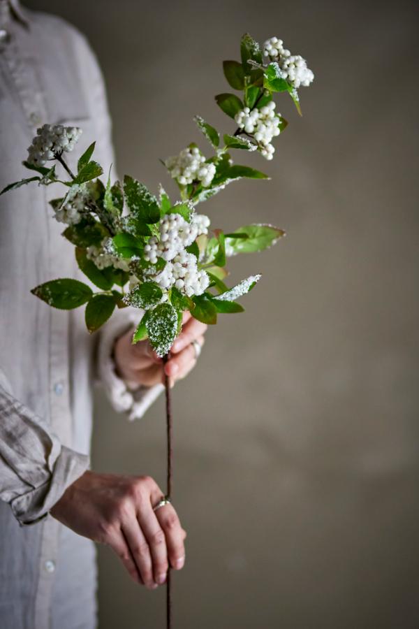 Bloomingville Snowberry Stem, White, Artificial Flowers