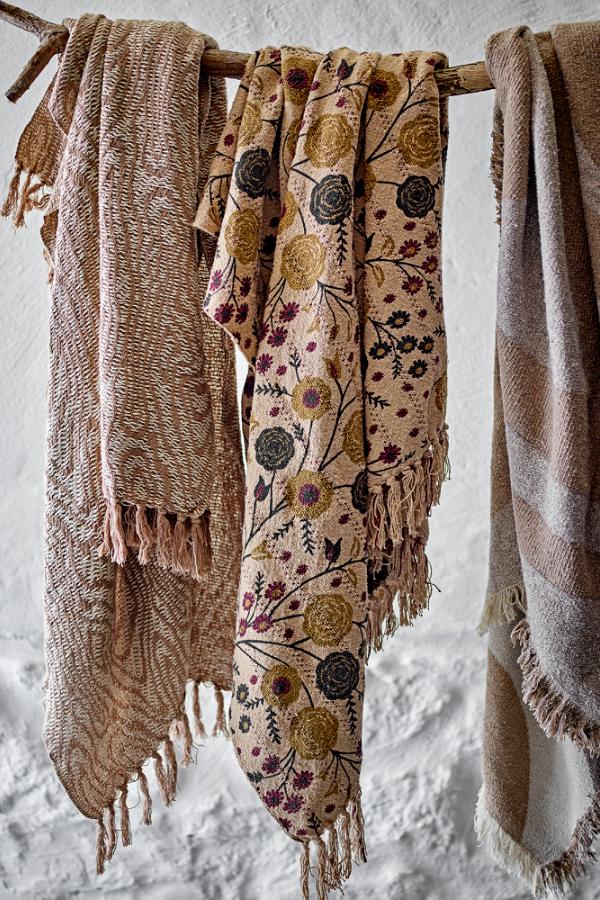 Bloomingville Salobre Throw, Brown, Recycled Cotton