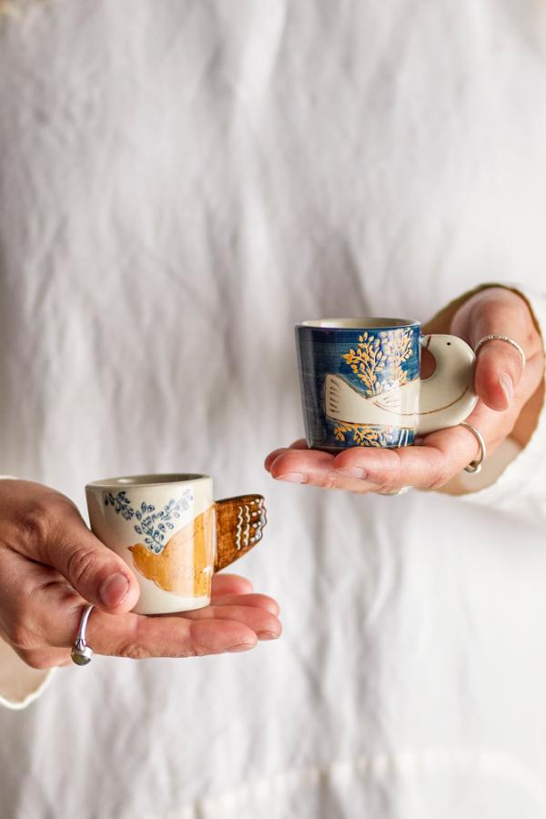 Bloomingville Hezha Espresso Cup, Blue, Stoneware
