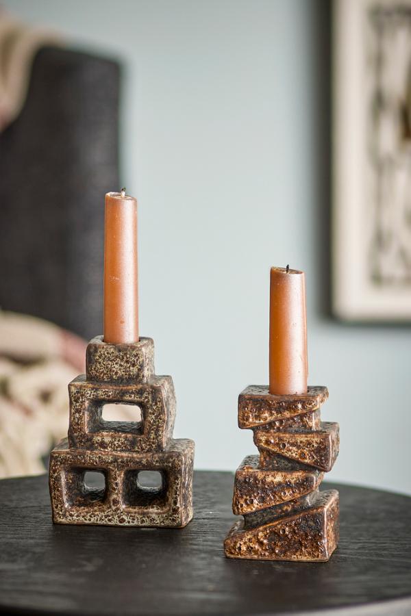 Bloomingville Hale Candle Holder, Brown, Stoneware