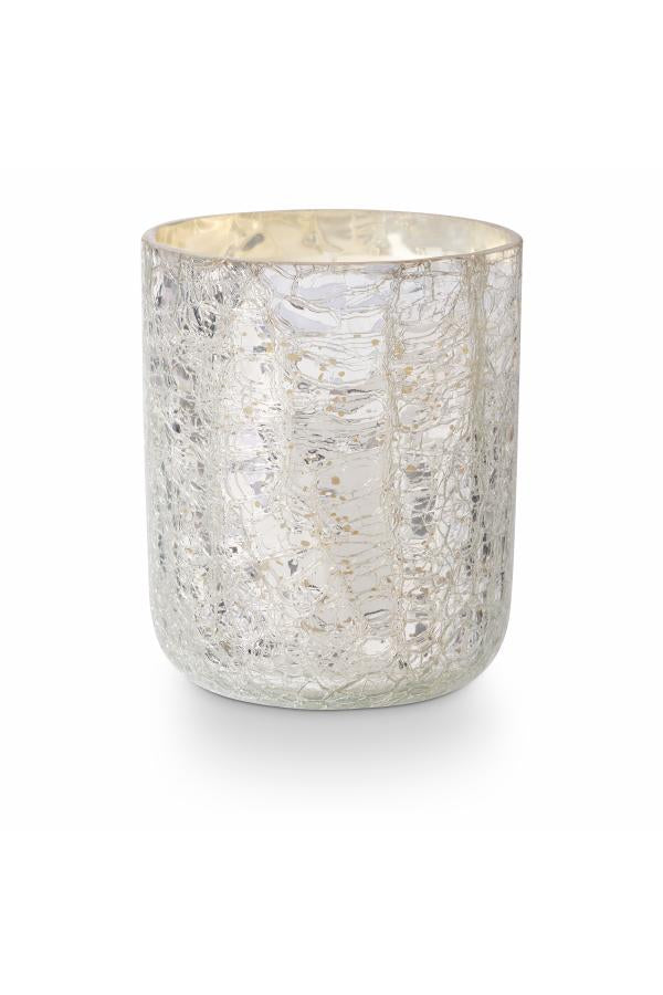 Illume North Sky Crackle Glass Candle, Silver,