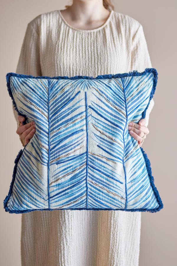 Creative Collection Laval Cushion, Blue, Cotton