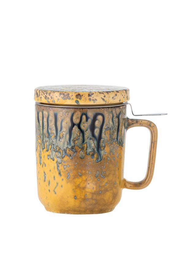 Creative Collection Yuma Mug w/Lid and Strainer, Multi, Stoneware