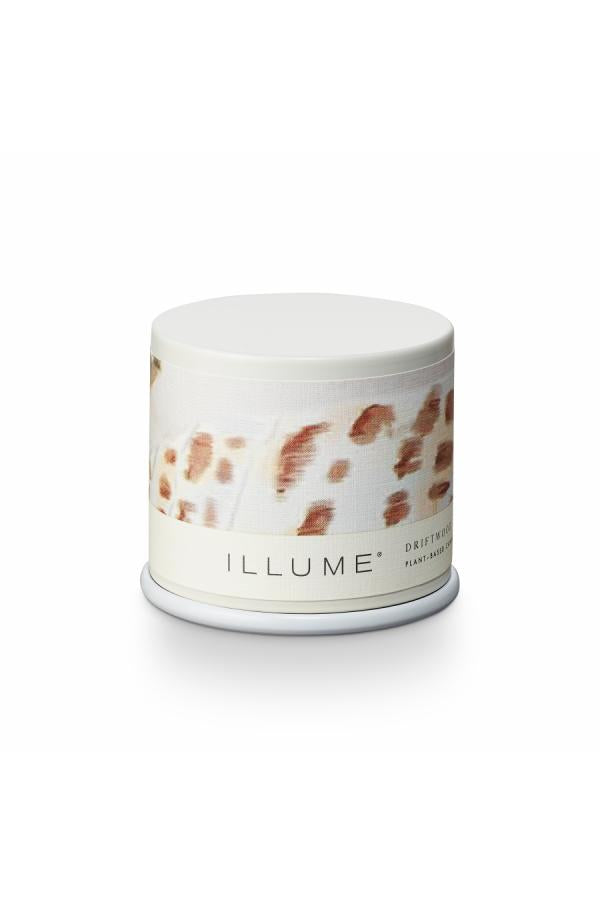 Illume Driftwood Demi Vanity Tin Candle, White,