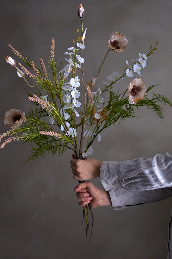 Bloomingville Orchid Stem, White, Artificial Flowers