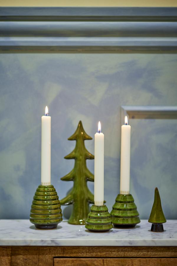 Bloomingville Woods Candle Holder, Green, Stoneware