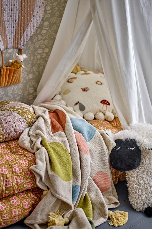 Bloomingville Mini Clennie Throw, Nature, Recycled Cotton