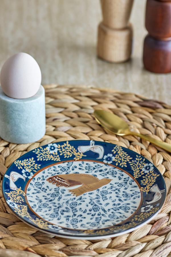 Bloomingville Hezha Plate, Blue, Stoneware