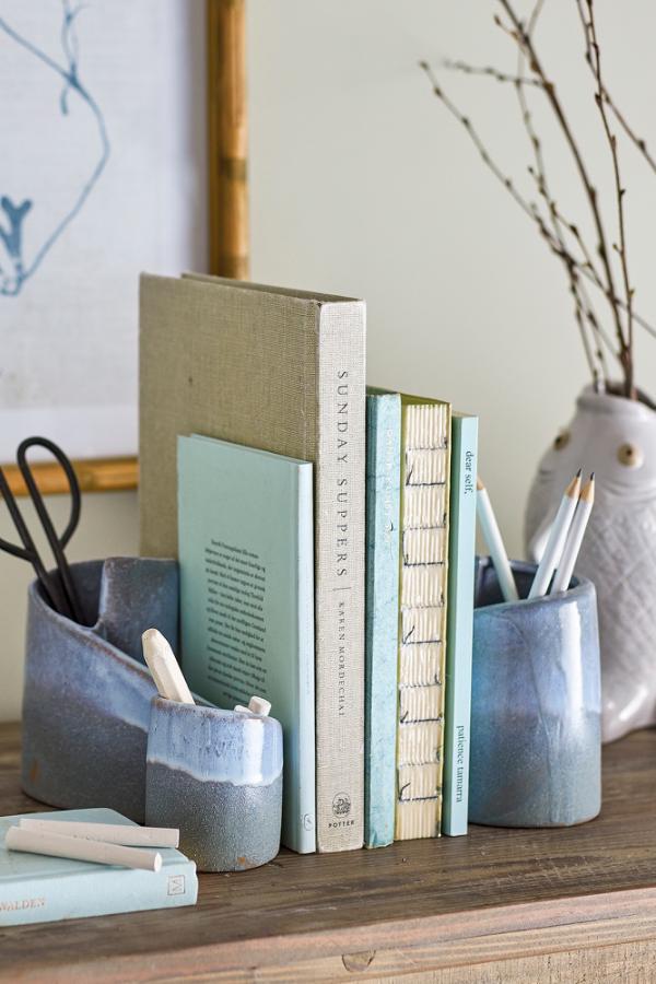 Creative Collection Meliad Bookend, Blue, Stoneware