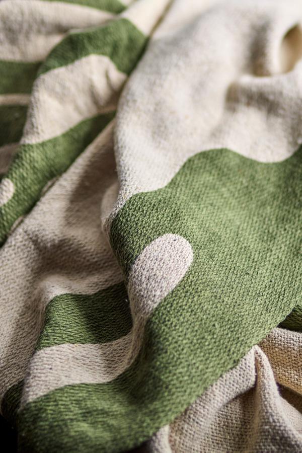 Bloomingville Dalmine Throw, Green, Recycled Cotton