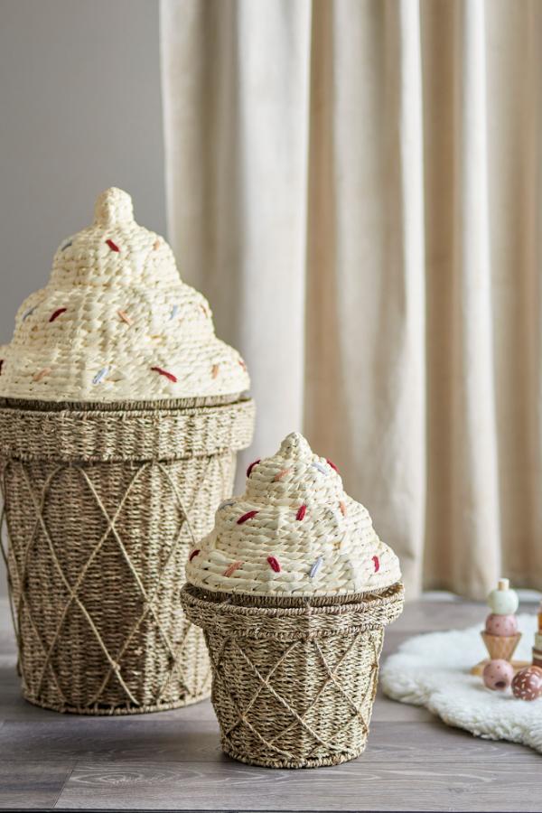 Bloomingville Mini Cillie Basket w/Lid, Nature, Seagrass