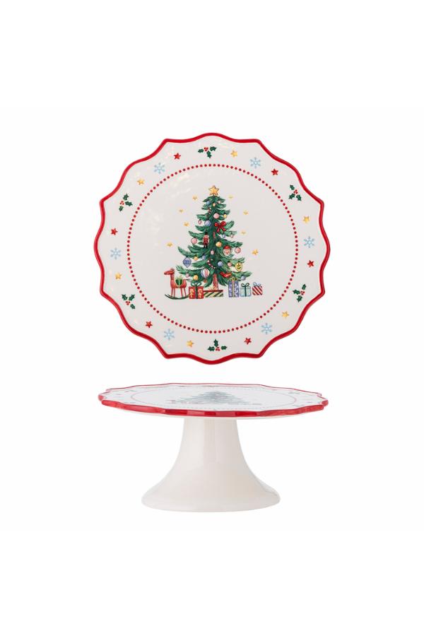 Bloomingville Naive Cake Tray, Red, Ceramic