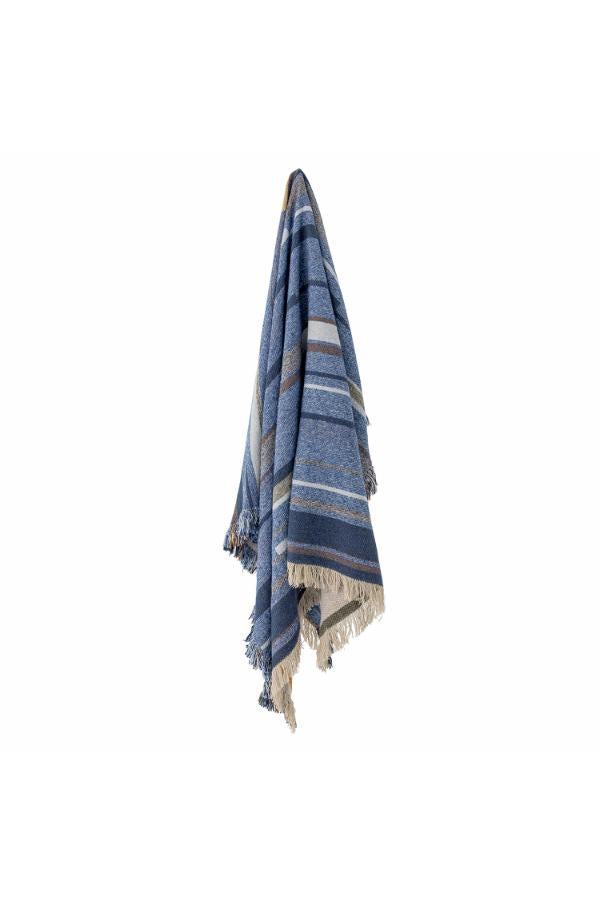 Bloomingville Toscana Throw, Blue, Recycled Cotton