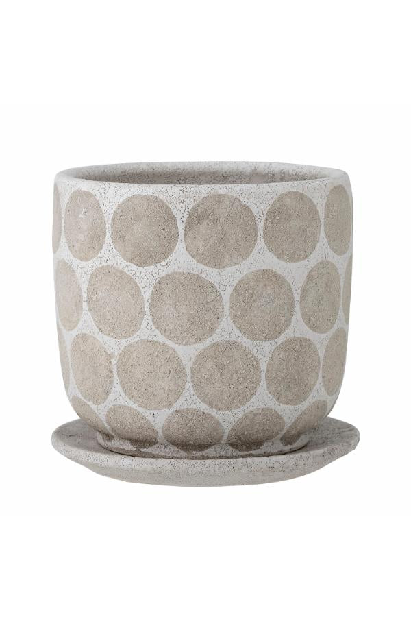 Bloomingville Felan Deco Flowerpot w/Saucer, White, Terracotta