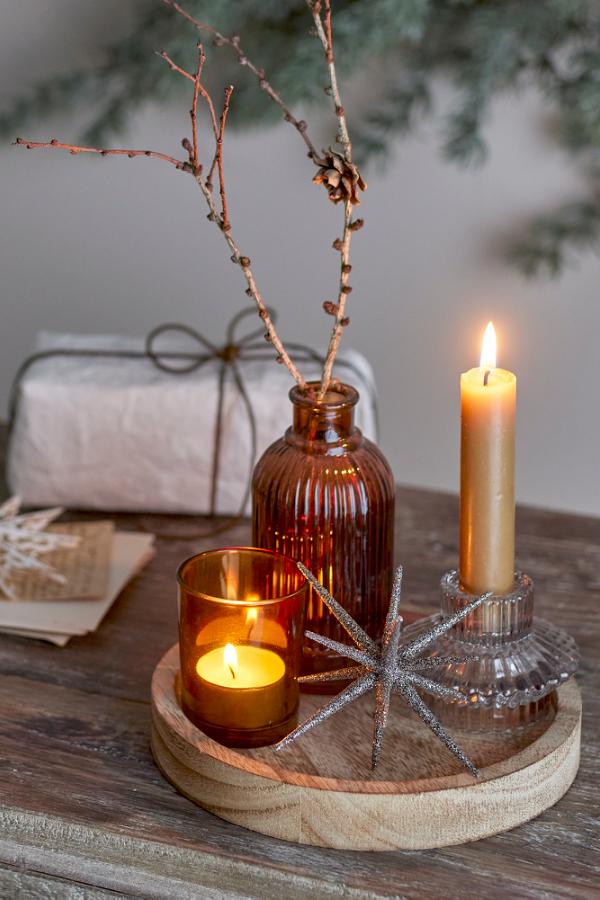 Bloomingville Sanga Tray w/Votive, Brown, Glass