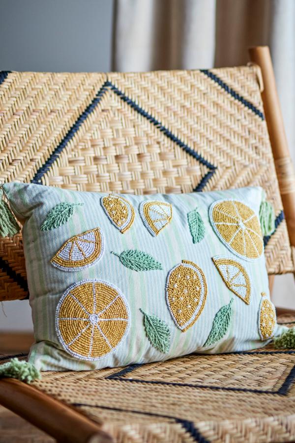 Creative Collection Lemon Cushion, Yellow, Cotton
