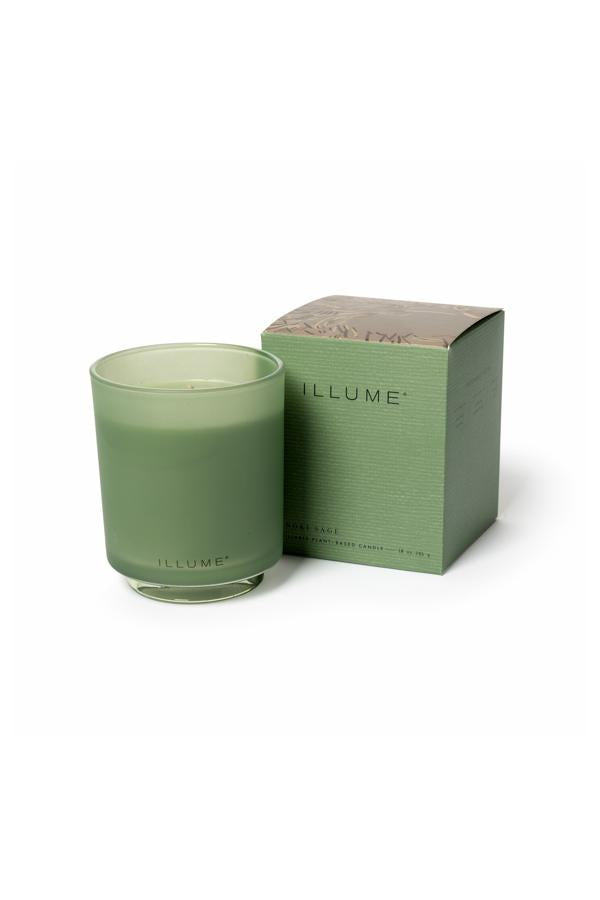 Illume Hinoki Sage Box Glass Candle, Green,