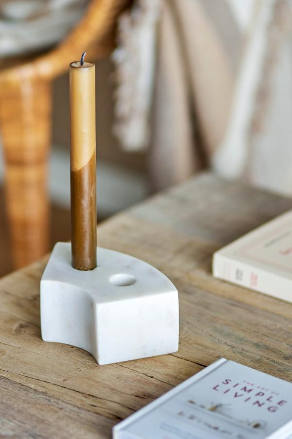 Bloomingville Florida Candle Holder, White, Marble
