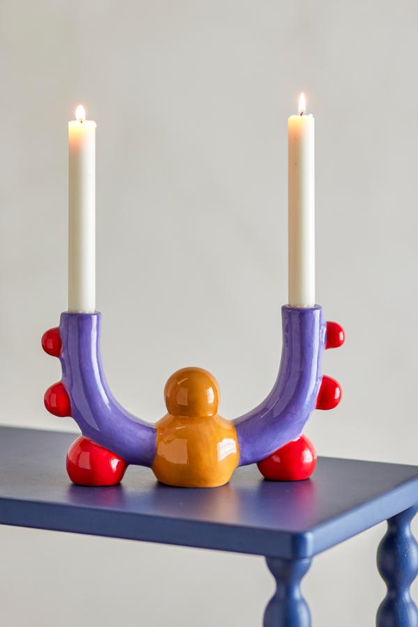 Bloomingville Edivia Candle Holder, Multi, Stoneware