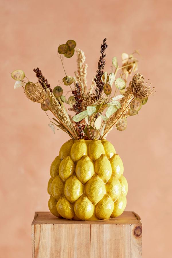 Creative Collection Limone Vase, Yellow, Stoneware