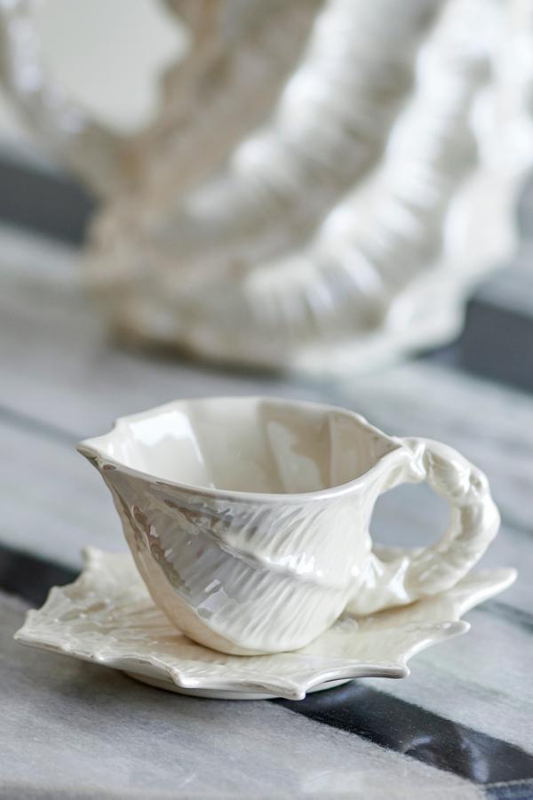 Bloomingville Shellie Cup w/Saucer, White, Stoneware