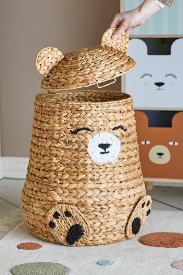 Bloomingville Mini Timone Basket w/Lid, Nature, Water Hyacinth