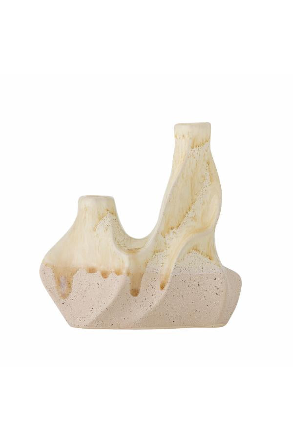 Bloomingville Wavy Candle Holder, White, Stoneware