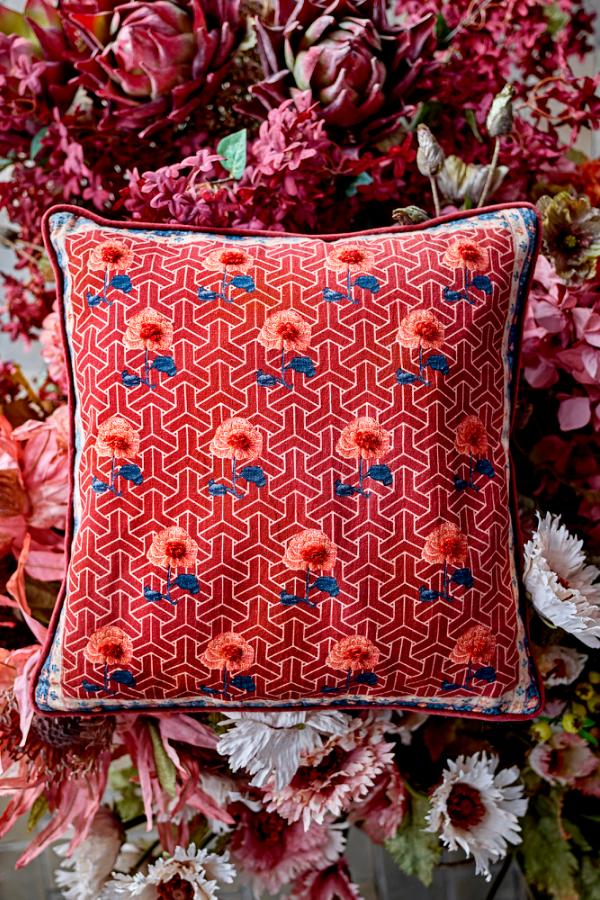Creative Collection Zharai Cushion, Red, Cotton