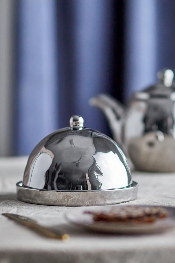 Bloomingville Shine Butter Box, Silver, Stoneware