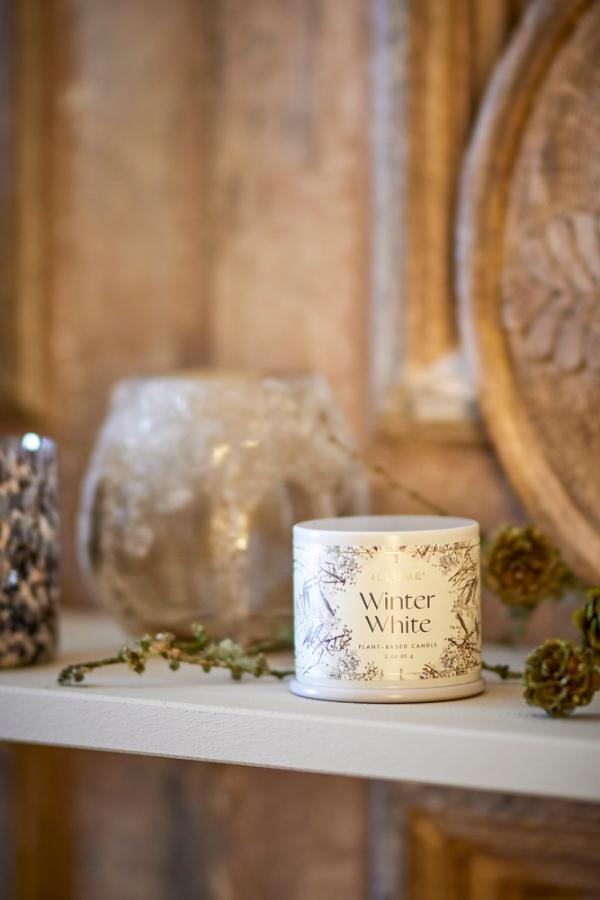 Illume Winter White Demi Vanity Tin Candle, White,