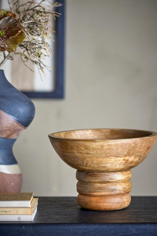 Bloomingville Nanuka Pedestal Bowl, Nature, FSC®100%, Mango
