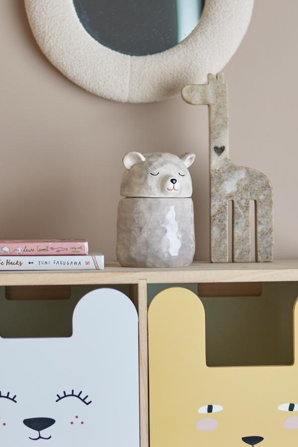 Bloomingville Mini Puk Jar w/Lid, Grey, Stoneware