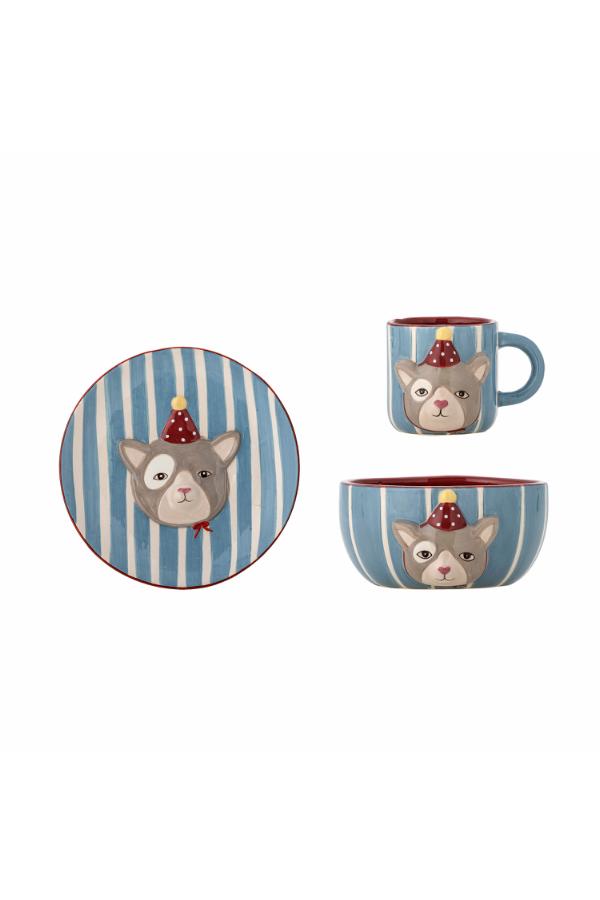 Bloomingville Mini Party Tableware Set, Multi, Stoneware