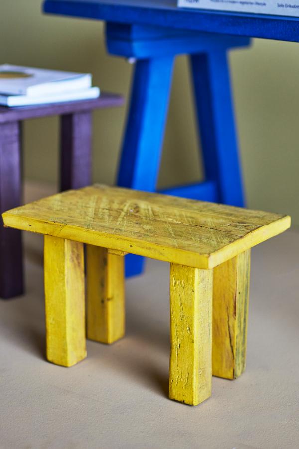 Creative Collection Porir Pedestal, Yellow, Reclaimed Wood