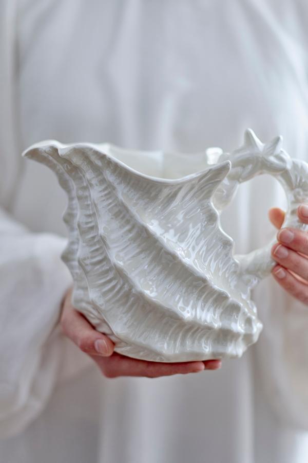 Bloomingville Shellie Jug, White, Stoneware