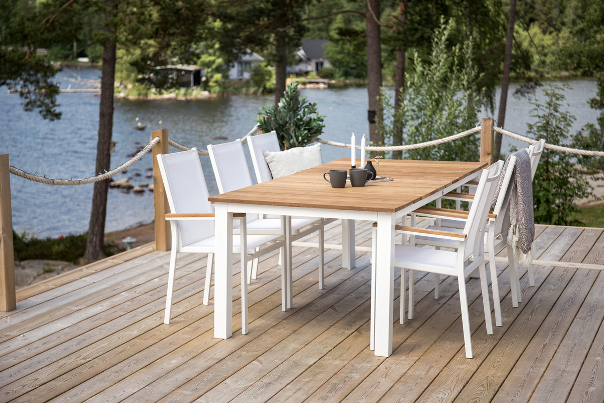Venture Design Mexico & Texas Matbord 210x100 + Matstolar Vit