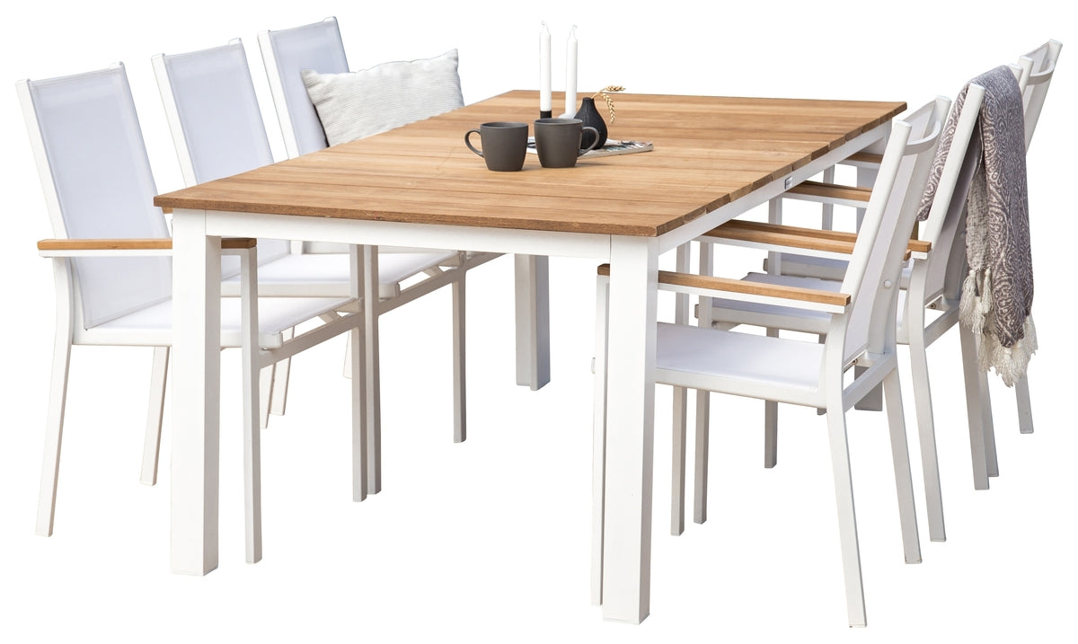 Venture Design Mexico & Texas Matbord 210x100 + Matstolar Vit