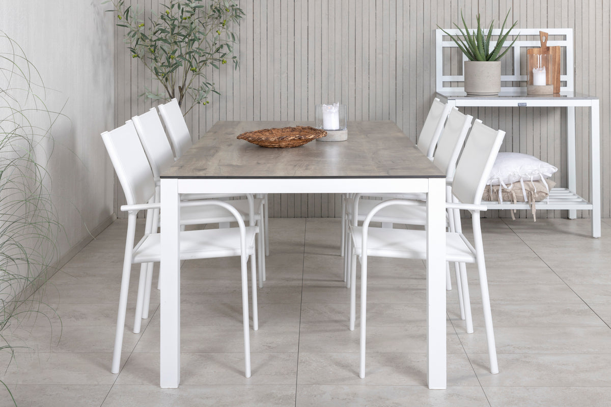 Venture Design Santorini & Llama Matstolar Vit + Matbord 205x100