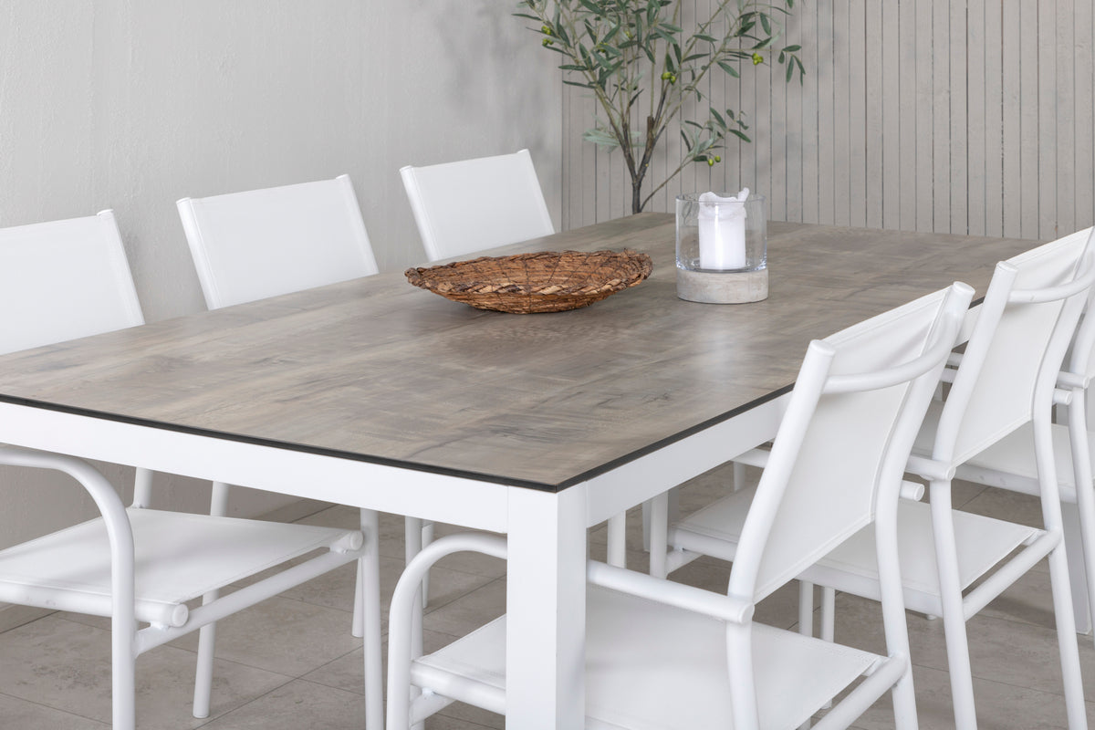 Venture Design Santorini & Llama Matstolar Vit + Matbord 205x100