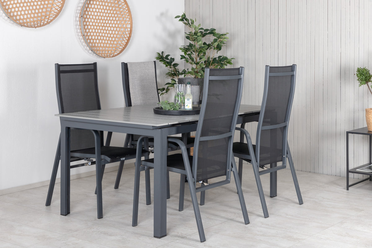 Venture Design Levels & Copacabana Matbord 160x100x75 + Reclinerstolar Svart