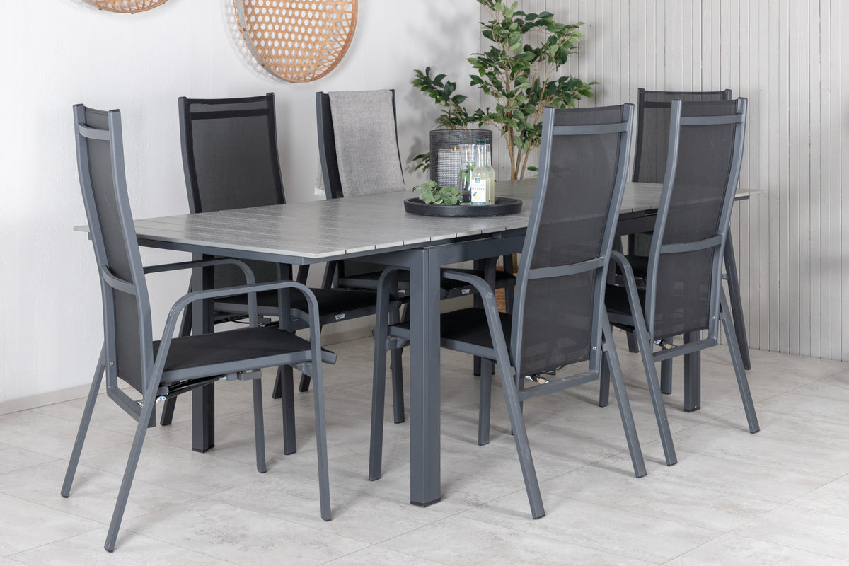 Venture Design Levels & Copacabana Matbord 160x100x75 + Reclinerstolar Svart