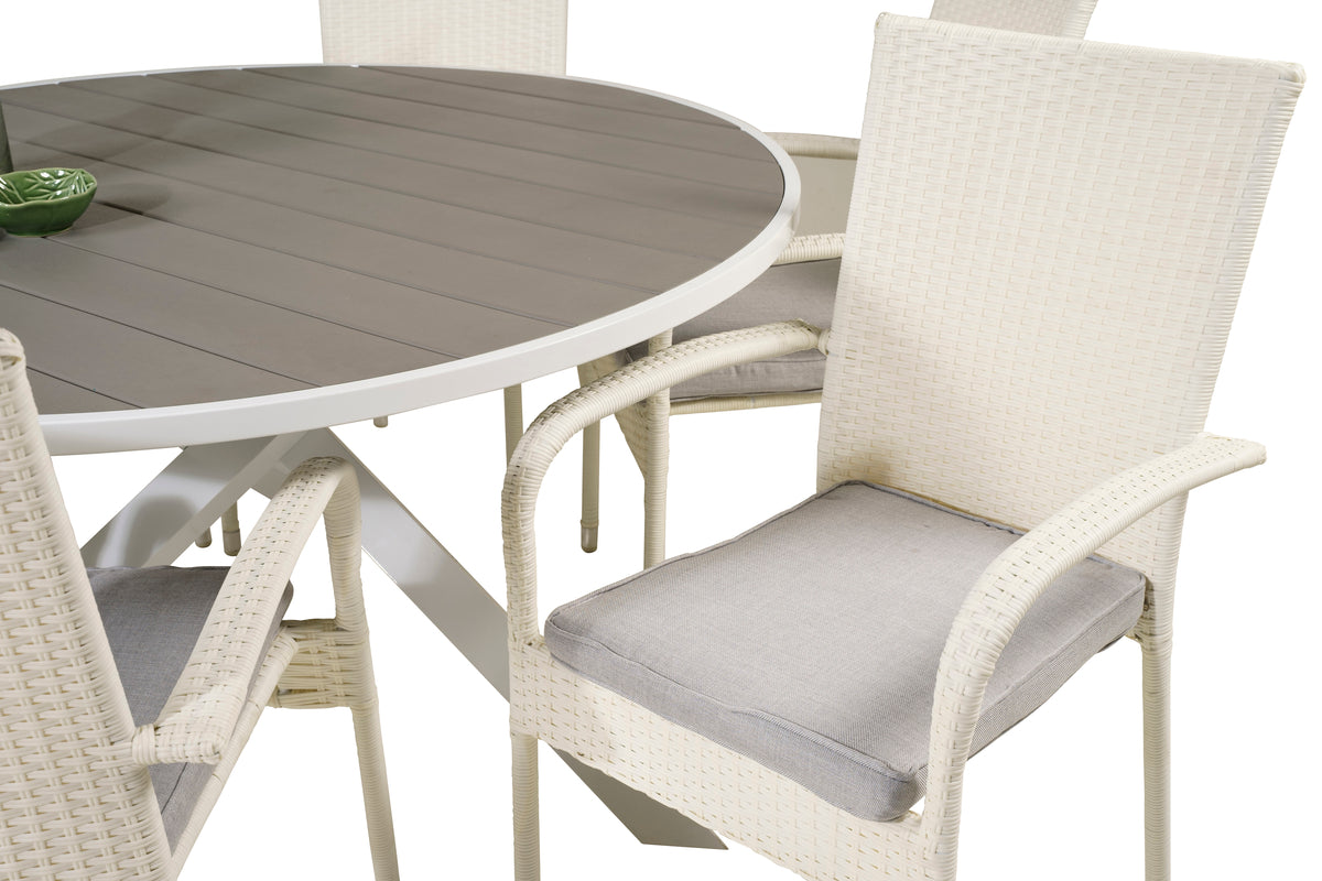 Venture Design Parma & Anna Runda Matbord ø140 Vit + Matstolar Vit