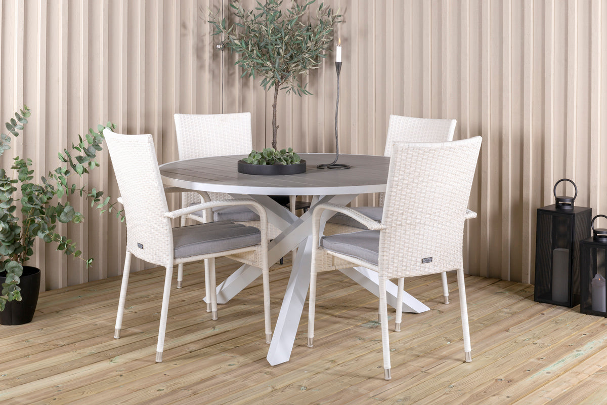 Venture Design Parma & Anna Runda Matbord ø140 Vit + Matstolar Vit