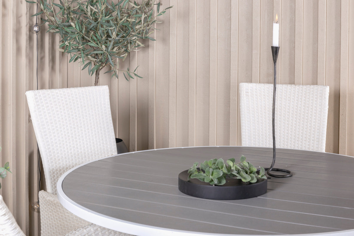 Venture Design Parma & Padova Matbord ⌀140 + Reclinerstolar Vit