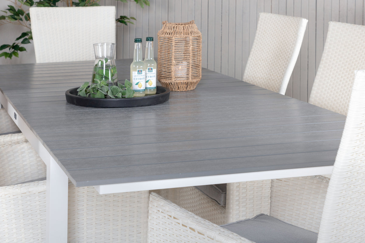 Venture Design Levels & Padova Rektangulära Matbord 160 x 100 Vit + Reclinerstolar 2-pack Vit