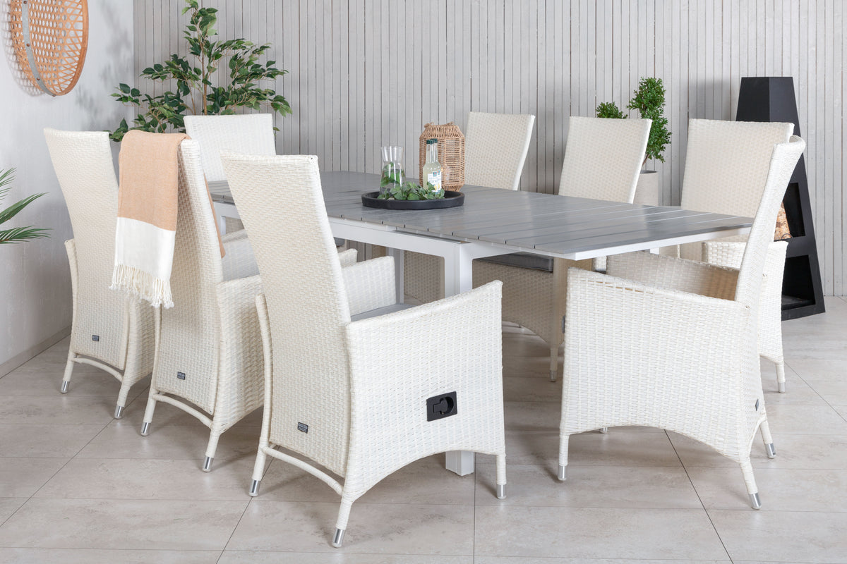 Venture Design Levels & Padova Matbord 160x100x75 + Reclinerstolar Vit