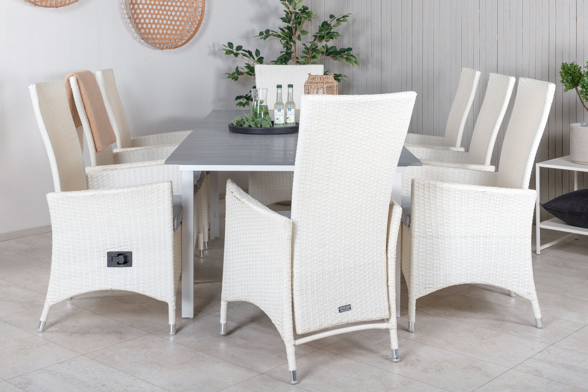 Venture Design Levels & Padova Matbord 160x100x75 + Reclinerstolar Vit